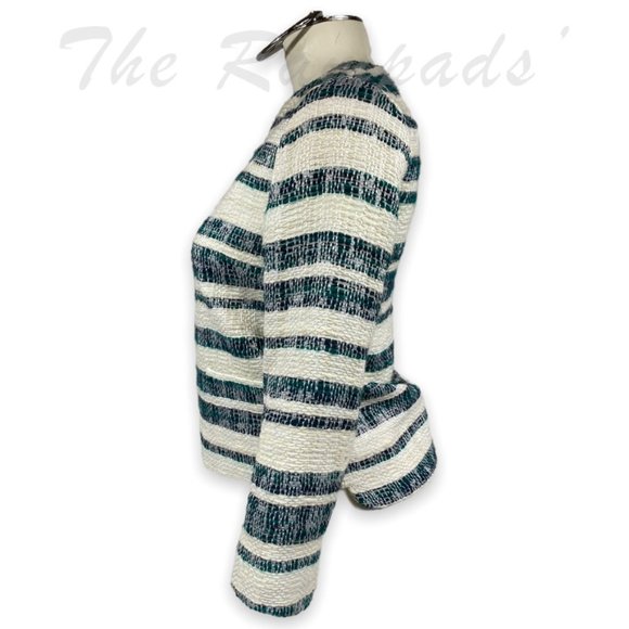 Zara Basic Striped Green, White Zip-up Blazer Size XS - Picture 6 of 12